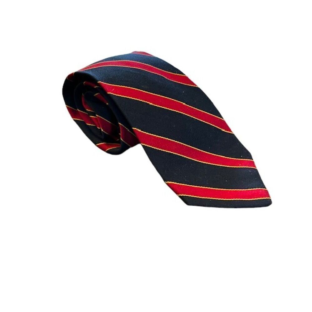 Lanvin Paris 100% Silk Men's Tie‎ Red, Navy, Gold